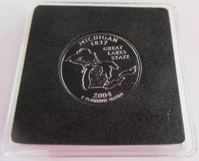 2004 UNITED STATES MINT STATE QUARTER DOLLAR MICHIGAN 1837 PLATINUM PLATED