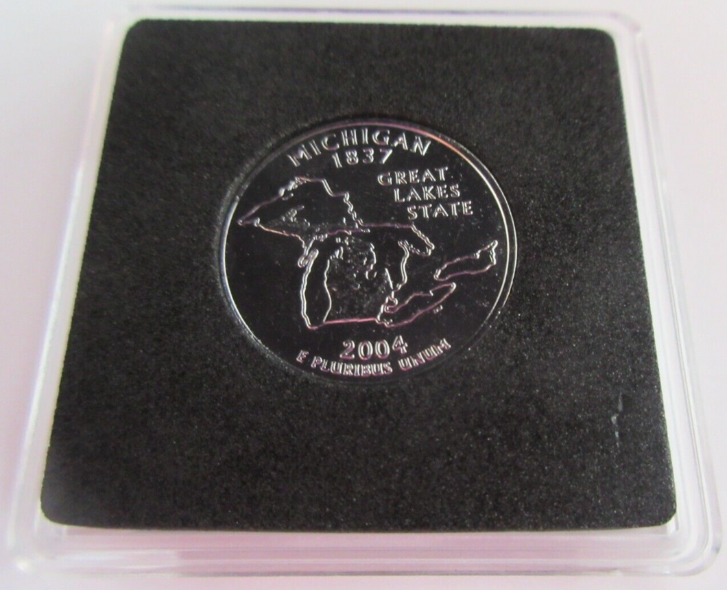 2004 UNITED STATES MINT STATE QUARTER DOLLAR MICHIGAN 1837 PLATINUM PLATED