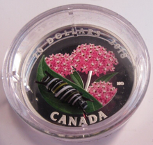 Load image into Gallery viewer, 2018 ROYAL CANADIAN MINT QEII MONARCH CATERPILLAR $20 FINE SILVER COIN BOX &amp; COA
