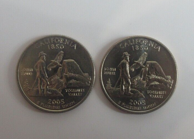 1850 California Quarter Dollars 2005 Philadelphia & Denver Mint 2 x Coins