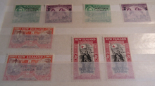 Load image into Gallery viewer, 1946 NEW ZEALAND OVERPRINT STAMP SETS X 3 IN STAMP HOLDER
