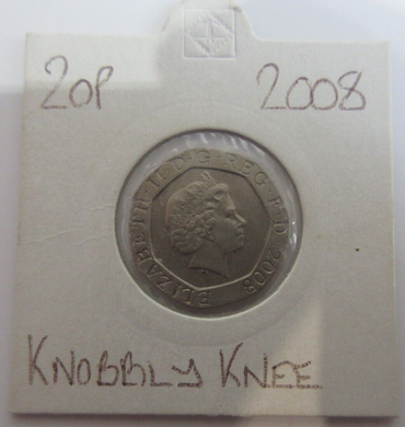 Knobbly Knee 20p Queen Elizabeth II 2008 UK Royal Mint Shield Coin Scarce