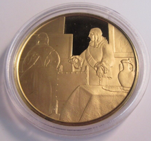 Load image into Gallery viewer, 1975 THE GENIUS OF VERMEER HALLMARKED 24CT GOLD PLATED .925 SILVER 32G MEDAL
