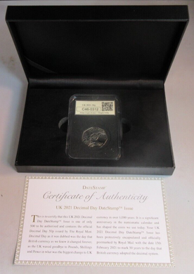 2021 UK DECIMAL DAY DATE STAMP EDITION 50P FIFTY PENCE COIN BOX & COA