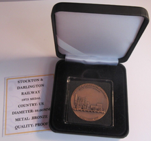 Load image into Gallery viewer, 1975 STOCKTON &amp; DARLINGTON RAILWAY BRONZE PROOF MEDAL BOXED
