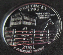 Load image into Gallery viewer, 2001 UNITED STATES MINT STATE QUARTER DOLLAR KENTUCKY 1792 PLATINUM PLATED
