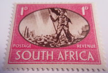 Load image into Gallery viewer, 1945 SOUTH AFRICA OVERPRINTS IN 2 LANGUAGES IN STAMP HOLDER
