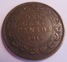 Load image into Gallery viewer, 1916 KING GEORGE V CANADA ONE CENT COIN EF+ PRESENTED IN CLEAR FLIP
