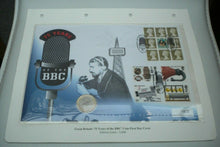 Load image into Gallery viewer, 75 YEARS OF THE BBC ROYAL MINT BUNC £2 TWO POUND COIN COVER PNC, STAMPS, INFO
