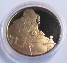 Load image into Gallery viewer, 1975 THE GENIUS OF VERMEER HALLMARKED 24CT GOLD PLATED .925 SILVER 32G MEDAL
