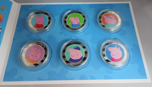 Load image into Gallery viewer, PEPPA PIG SILVER PLATED COMMEMORATIVE COLLECTION  IN PACK COMPLETE 6 MEDALS
