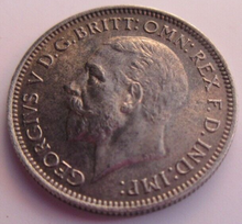 Load image into Gallery viewer, 1936 KING GEORGE V BARE HEAD .500 SILVER UNC 6d SIXPENCE COIN IN CLEAR FLIP
