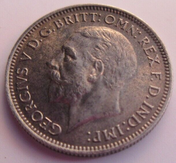 1936 KING GEORGE V BARE HEAD .500 SILVER UNC 6d SIXPENCE COIN IN CLEAR FLIP