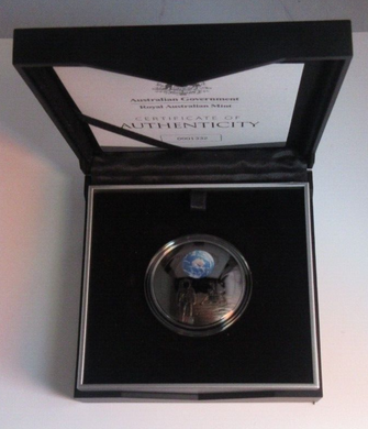 2019 Moon Landing Curved Silver Proof 1oz Australia $5 Dollars Coin Box & COA