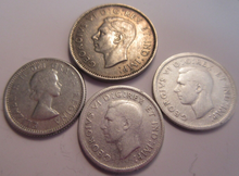 Load image into Gallery viewer, KING GEORGE VI &amp; QUEEN ELIZABETH II CANADA 5 &amp; 10 CENT 4 COIN SET IN CLEAR FLIP
