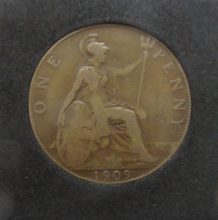 Load image into Gallery viewer, 1909 Edward VII 1p Penny Rare With Raised Dot after N in &#39;ONE&#39; Boxed
