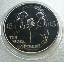 Load image into Gallery viewer, 2002 ROYAL MINT THE WORK CONTINUES 1961-1997   BUNC ALDERNEY £5 COIN IN CAPSULE
