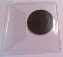 Load image into Gallery viewer, 1870 SPAIN 5 CENTIMOS COIN IN PROTECTIVE CLEAR FLIP
