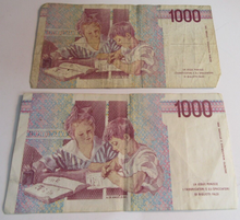 Load image into Gallery viewer, ITALY BANKNOTES LIRE VARIOUS 13 X BANKNOTES 1939-1990 WITH NOTE HOLDER
