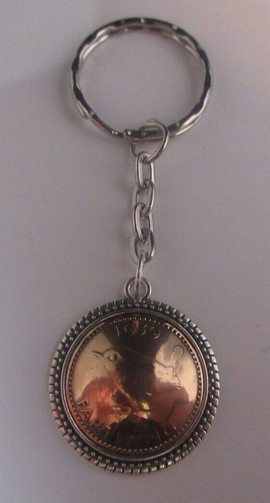 George VI Farthing Domed Keyring UK Coin Crafts gifts Birthdays & Christmas