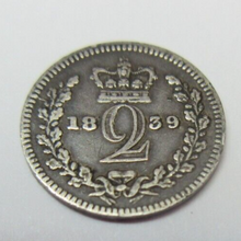 Load image into Gallery viewer, 1839 MAUNDY MONEY QUEEN VICTORIA 2d EF IN PROTECTIVE CLEAR FLIP
