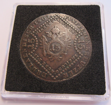 Load image into Gallery viewer, 1807 FRANZ I AUSTRIA 15 KREUTZER COIN AUNC BEAUTIFULLY BOXED
