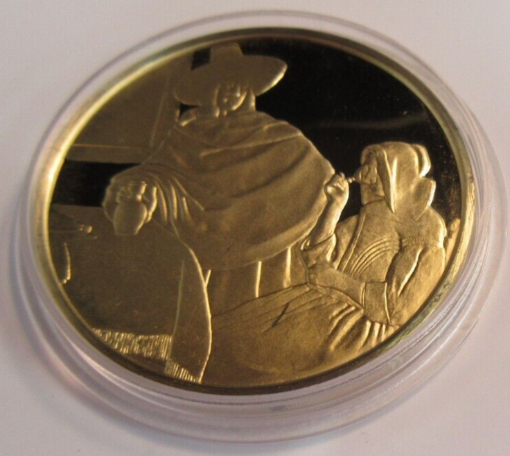 1975 THE GENIUS OF VERMEER HALLMARKED 24CT GOLD PLATED .925 SILVER 32G MEDAL