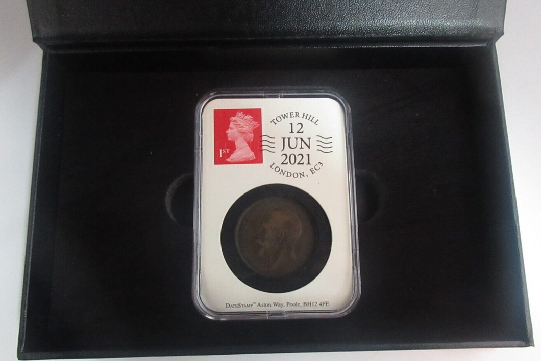 1926 Queen Elizabeth II 95th Birthday George V Penny DateStamp Coin Slab Box/COA