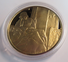 Load image into Gallery viewer, 1975 THE GENIUS OF VERMEER HALLMARKED 24CT GOLD PLATED .925 SILVER 32G MEDAL
