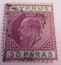 Load image into Gallery viewer, CYPRUS 5 10 30 PARAS 1/4 &amp; FIGI 1D STAMPS IN CLEAR FRONTED STAMP HOLDER
