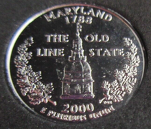 Load image into Gallery viewer, 2000 UNITED STATES MINT STATE QUARTER DOLLAR MARYLAND 1788 PLATED IN PLATINUM
