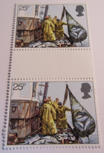 Load image into Gallery viewer, 1981 FISHING INDUSTRY DECIMAL STAMPS GUTTER PAIRS MNH IN STAMP HOLDER
