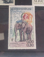 Load image into Gallery viewer, Kingdom of Laos 0.10 Kip - 0.60 Kip  1958 3 Elephant Stamp Set MNH
