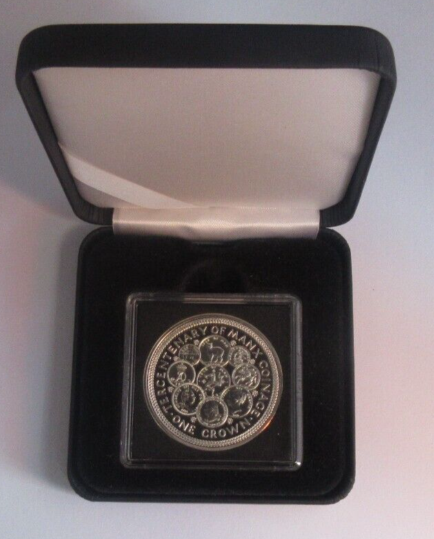 1979 Manx Coinage Tercentenary Isle of Man Silver Proof 1 Crown Coin Box&COA