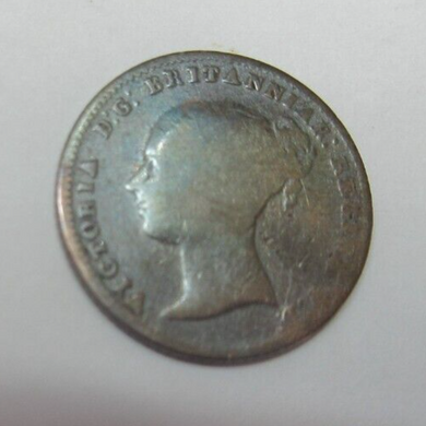 1855 VICTORIA YOUNG HEAD .925 SILVER GROAT FOUR PENCE COIN LOVELY TONE IN FLIP