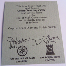 Load image into Gallery viewer, 1993 QEII CHRISTMAS COLLECTION IOM BB MARK DIAMOND FINISH 50P COIN CARD BOX &amp;COA
