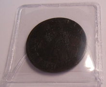 Load image into Gallery viewer, 1775 KING GEORGE III BRONZED HALFPENNY VF DETAIL IN CLEAR FLIP
