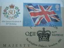 Load image into Gallery viewer, 2006 HM QUEEN ELIZABETH II 80TH BIRTHDAY BUNC £5 COIN COVER PNC STAMPS, P/MARK
