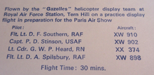 Load image into Gallery viewer, FLOWN AT AIRSHOW STAMP COVER - THE GAZELLES PARIS AIRSHOW 1975
