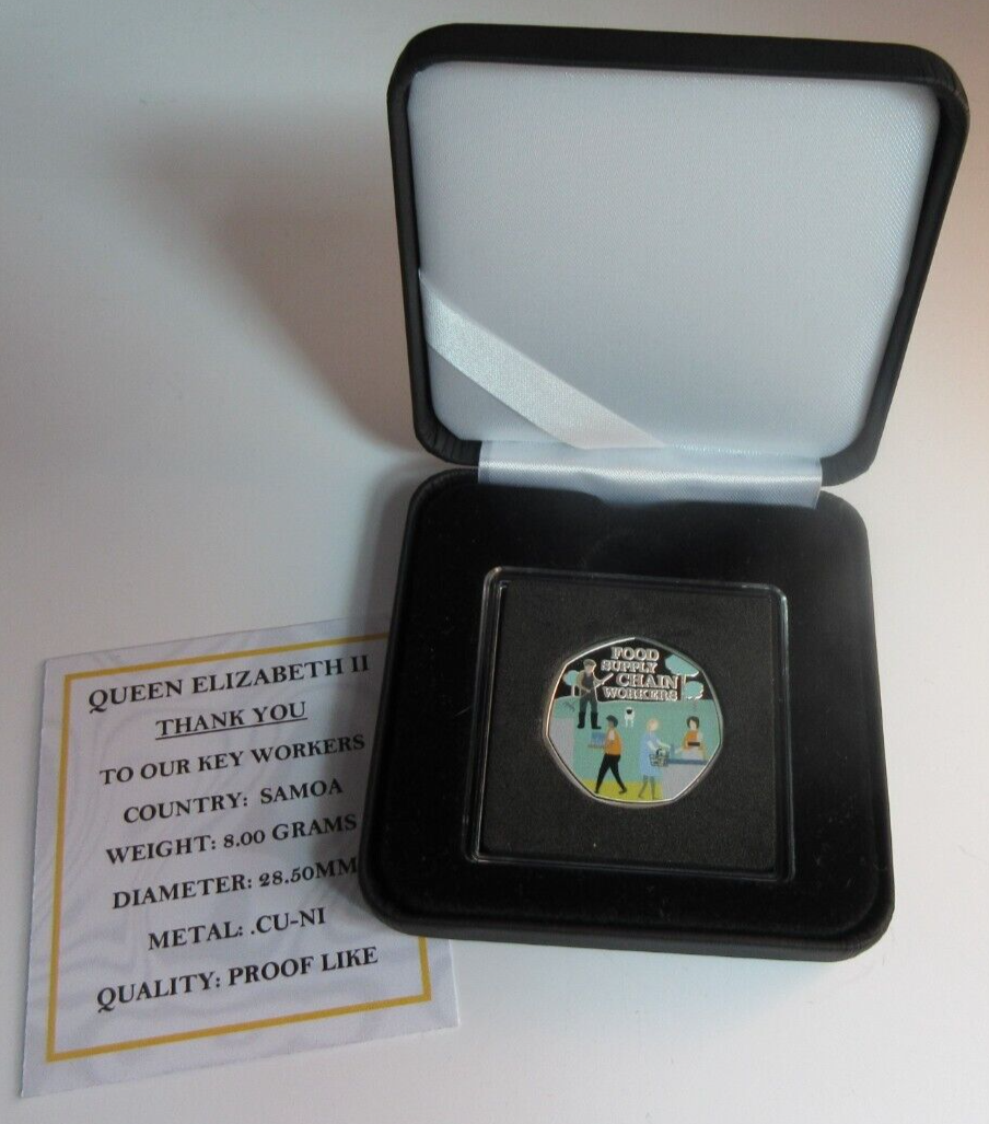 2020 THANK YOU KEYWORKERS SAMOA HALF DOLLAR COIN BOX & COA - FOOD SUPPLY CHAIN