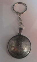 Load image into Gallery viewer, George VI &amp;QE2 Half Crown Domed Keyring UK Coin Crafts gifts Birthdays Christmas
