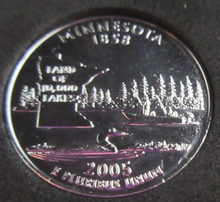 Load image into Gallery viewer, 2005 UNITED STATES MINT STATE QUARTER DOLLAR MINNESOTA 1858 PLATINUM PLATED
