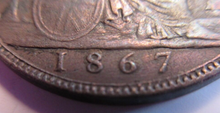Load image into Gallery viewer, QUEEN VICTORIA HALF PENNY 1867 EF PRESENTED IN PROTECTIVE CLEAR FLIP

