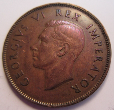 KING GEORGE VI BRONZE 1D PENNY 1943 SOUTH AFRICA IN CLEAR FLIP