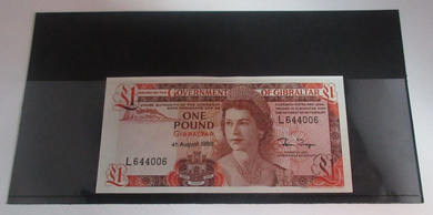1988 £1 Gibraltar Banknote Uncirculated Number 006 - 4th August in Display Card