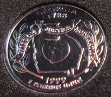 Load image into Gallery viewer, 1999 UNITED STATES MINT STATE QUARTER DOLLAR GEORGIA 1788 PLATED IN PLATINUM
