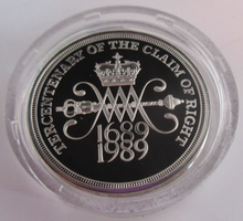 Load image into Gallery viewer, 1989 TERCENTENARY OF THE BILL &amp; CLAIM OF RIGHT SILVER PROOF 2 COIN SET BOX &amp; COA
