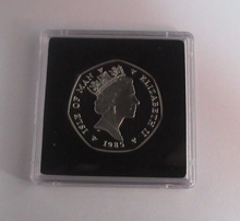 Load image into Gallery viewer, 1985 Christmas Bi-Plane Isle of Man Silver Proof 50p Coin Boxed With COA
