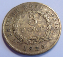 Load image into Gallery viewer, KING GEORGE V 3d WEST AFRICA TIN BRASS THREE PENCE COINS 1925 &amp; 1926 CLEAR FLIP
