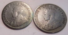 Load image into Gallery viewer, KING GEORGE V 3d X2 1926 &amp; 1932 .500 SILVER THREE PENCE COINS IN CLEAR FLIP
